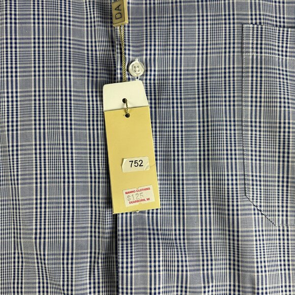 David Alexander Shirt Mens 18 Classic Fit Blue Plaid Cotton Long Sleeve NEW Easy - Picture 4 of 9